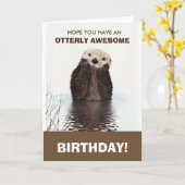 Niedliche Otter Wildlife Image Happy Birthday Karte (Gelbe Blume)