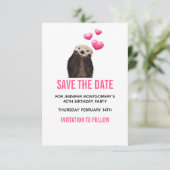 Niedliche Otter Wildlife mit Valentinerherzen Save The Date (Stehend Vorderseite)