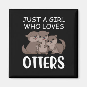Niedliche Otter Women Sea nur ein Mädchen, das an Magnet