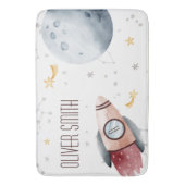 Niedliche Outer Space StarPlanets Monogram Kids Badematte (Vorderseite Vertikal)