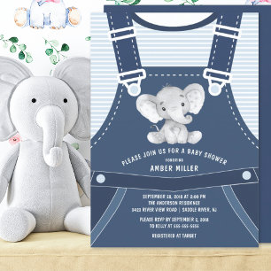 Niedliche Overalls ELEPHANT Kinderdusche Einladung