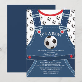 Niedliche Overalls SOCCER Ball Kinderdusche Einlad Einladung