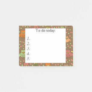 Niedliche Owells auf braunem Post Post-it Klebezettel