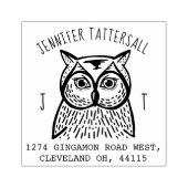 Niedliche Owl Animal Monogram & Name Rücksendeadre Gummistempel (Prägung)