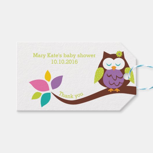 Niedliche OWL auf einer Zweigniederlassung Tiere B Geschenkanhänger (Vorderseite (Horizontal))