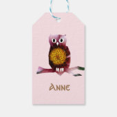 Niedliche Owl-, Bird-, Girl-Party-Geschenkmarken Geschenkanhänger (Rückseite)