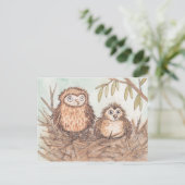 Niedliche Owl Brothers Postkarte (Stehend Vorderseite)