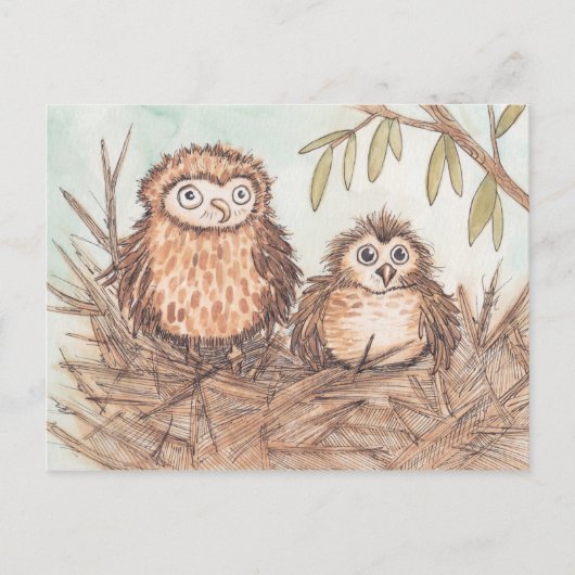 Niedliche Owl Brothers Postkarte (Vorderseite)