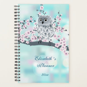 Niedliche Owl Cherry Blossom Pink Türkis Name  Planer