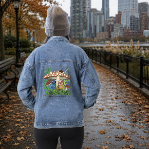 Niedliche Owl Family Pilzregen Jeansjacke
