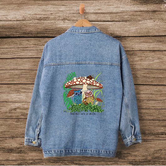 Niedliche Owl Family Pilzregen Jeansjacke