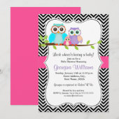 Niedliche Owl Girl Baby Dusche einladen Einladung (Vorne/Hinten)