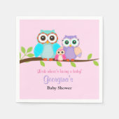 Niedliche Owl Girl Babydusche Napkins Serviette (Vorderseite)