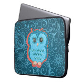 Niedliche Owl Girly Retro Blumenmode Laptopschutzhülle (Vorderseite Links)