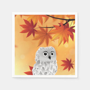 Niedliche Owl Herbstlaub Herbst Party Papierplatte Serviette