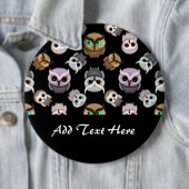 Niedliche Owl-Illustrationen über schwarzem Hinter Button (Beispiel)