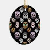 Niedliche Owl-Illustrationen über schwarzem Hinter Keramik Ornament (Rechts)