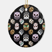 Niedliche Owl-Illustrationen über schwarzem Hinter Keramik Ornament (Links)