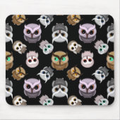 Niedliche Owl-Illustrationen über schwarzem Hinter Mousepad (Vorne)