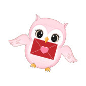 Niedliche Owl Kids Valentinstag Card Mitteilungskarte