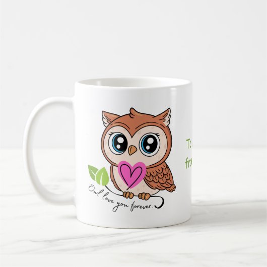 Niedliche Owl Liebe Sie für immer anpassbare Tasse (Links)