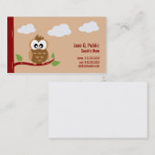 Niedliche Owl Mommy ruft Telefonnummerkarte (Vorne/Hinten)