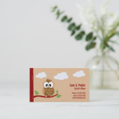 Niedliche Owl Mommy ruft Telefonnummerkarte (Stehend Vorderseite)