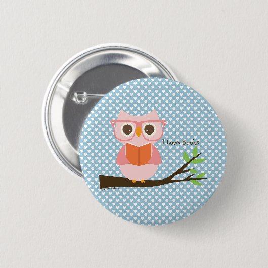 Niedliche Owl Reading Button (Vorne & Hinten)