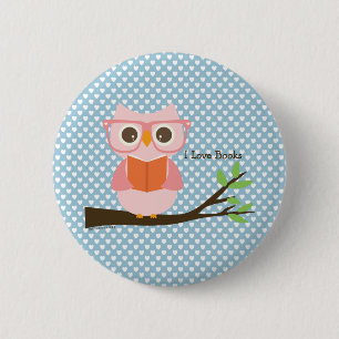 Niedliche Owl Reading Button