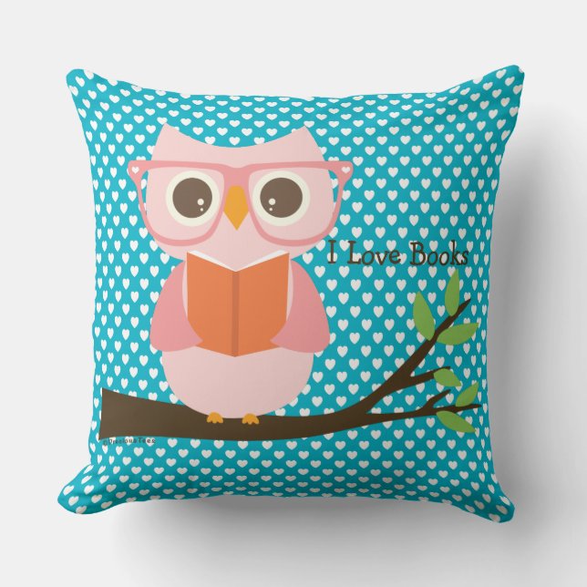 Niedliche Owl Reading Kissen (Vorderseite)