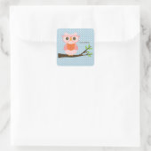 Niedliche Owl Reading Quadratischer Aufkleber (Tasche)