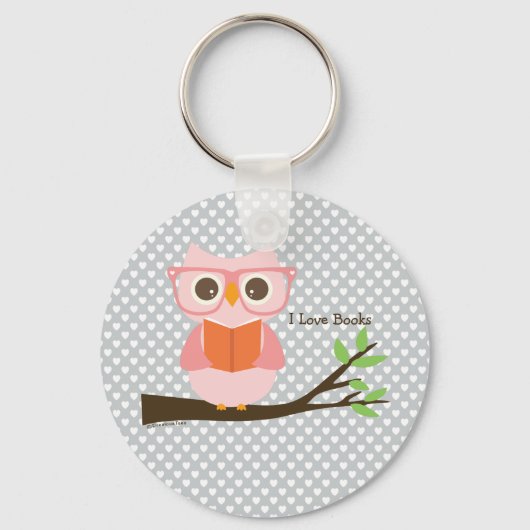 Niedliche Owl Reading Schlüsselanhänger (Vorderseite)
