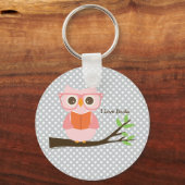 Niedliche Owl Reading Schlüsselanhänger (Vorderseite)