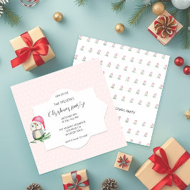 Niedliche Owl Santa Watercolor Illustration Einladung