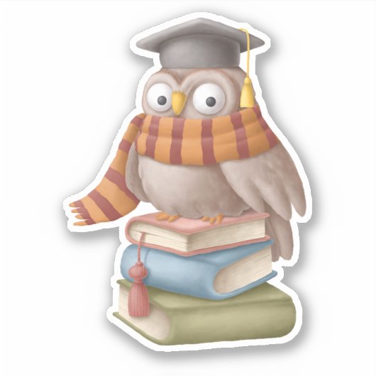 Niedliche Owl School Book Fun Lesen Aufkleber (Vorderseite)
