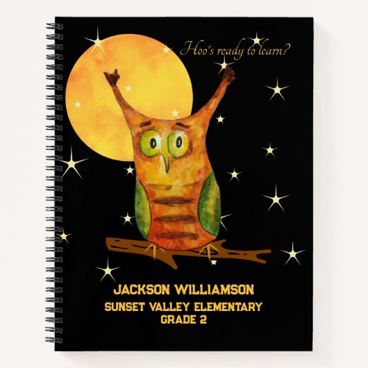 Niedliche Owl Wasserfarbe Stilschule Jahr Notizblock (Vorderseite)