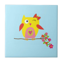 Niedliche Owl Yellow Pink Illustration