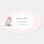 Niedliche Owls Aquarellbilder Mit Monogramm Ovaler Aufkleber (Vorderseite)