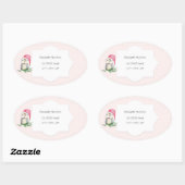 Niedliche Owls Aquarellbilder Mit Monogramm Ovaler Aufkleber (Blatt)