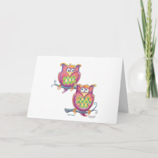 Niedliche Owls auf Zweigen Grußkarte Karte