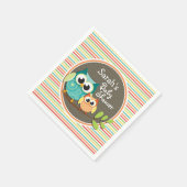 Niedliche Owls Babydusche, Helle Regenbogenstreife Serviette (Ecke)