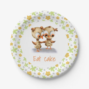 Niedliche Owls Babydusche Pappteller