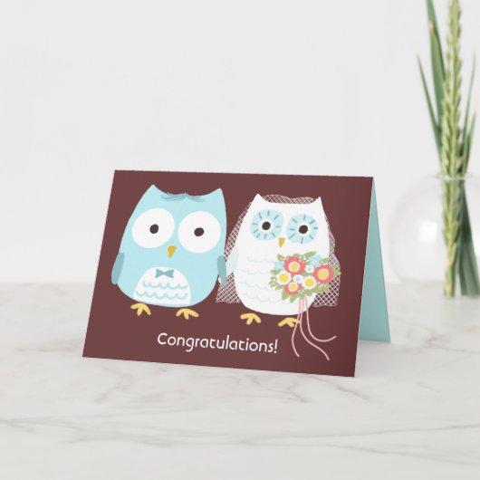 Niedliche Owls Braut und Groom Hochzeit Glückwunsc Karte (Vorderseite)