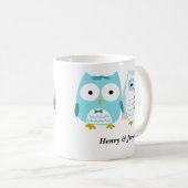 Niedliche Owls Braut und Groom Newlyweds Hochzeits Kaffeetasse (VorderseiteRechts)