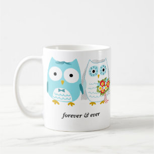Niedliche Owls Braut und Groom Newlyweds Hochzeits Kaffeetasse