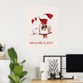 Niedliche Owls Couple Names Personalisiert Poster (Heimbüro)