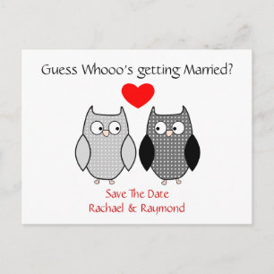 Niedliche Owls Custom Wedding Save the Date Postka Ankündigungspostkarte