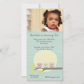 Niedliche Owls Girls Geburtstagsparty Einladung