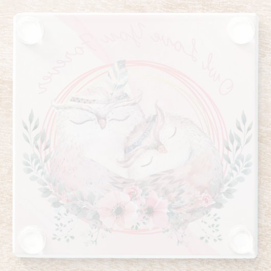 Niedliche Owls Glasuntersetzer (Rückseite)