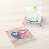 Niedliche Owls Glasuntersetzer (Schrägansicht)